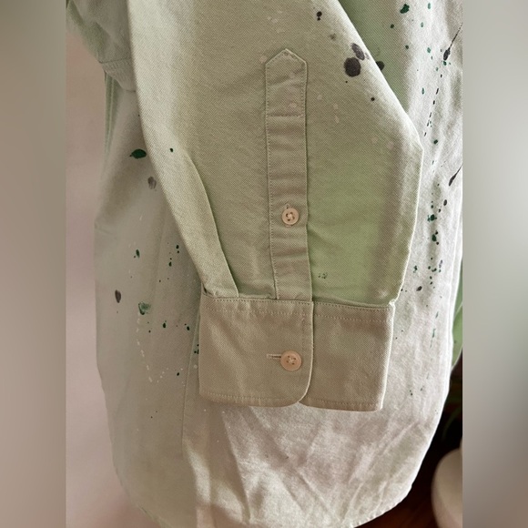 Ralph Lauren Vintage Green Paint Splatter Button Down Polo Shirt | 6 - Picture 5 of 8